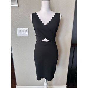 Topshop Black Scalloped Mini Dress